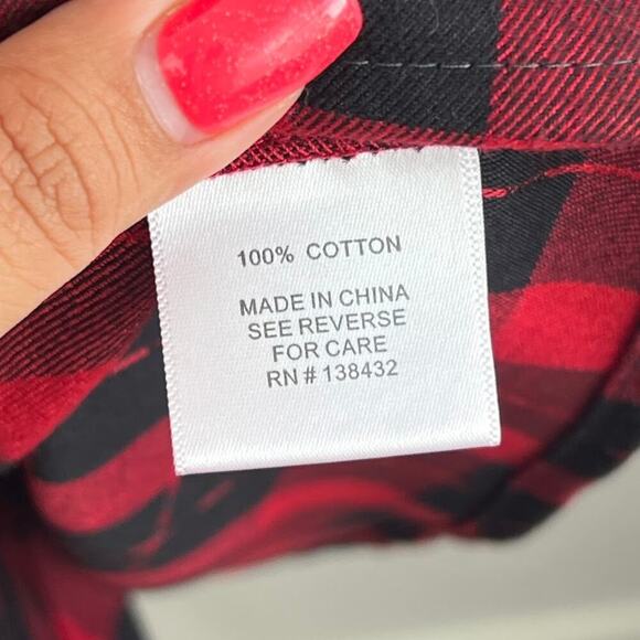 Modcloth red and black plaid flannel button down dress size small - Picture 9 of 9